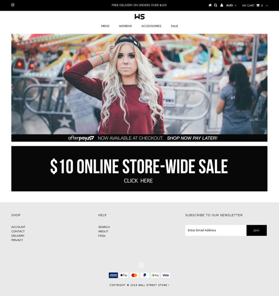 wallstreetstore.com.au shopify website screenshot