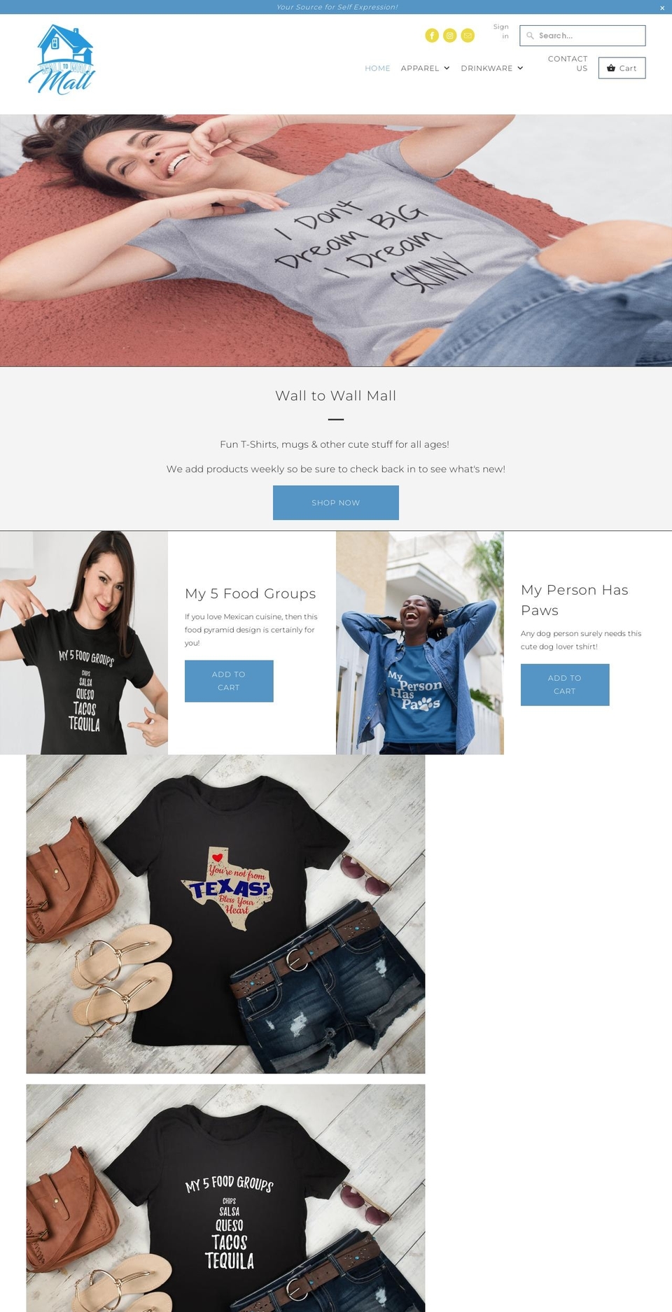 walltowallmall.com shopify website screenshot