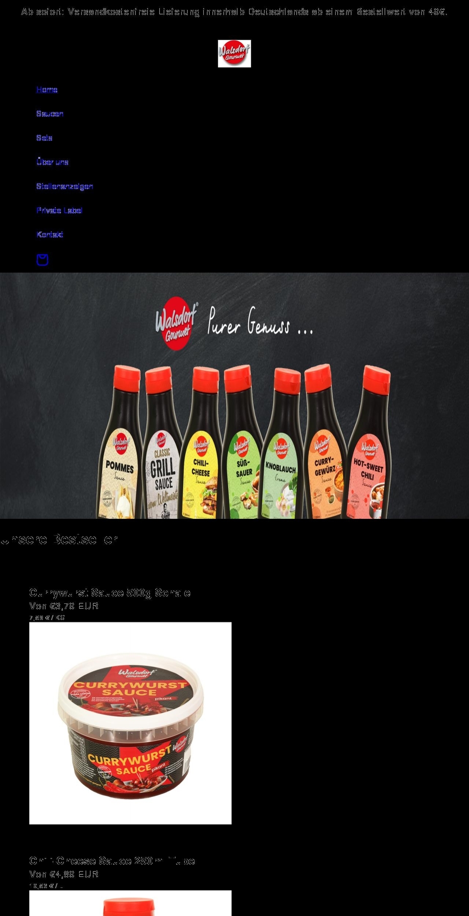 walsdorf-gourmet.de shopify website screenshot