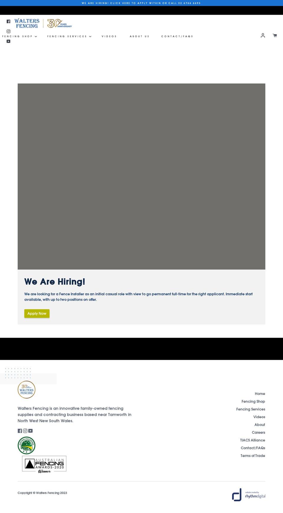 waltersfencing.com.au shopify website screenshot