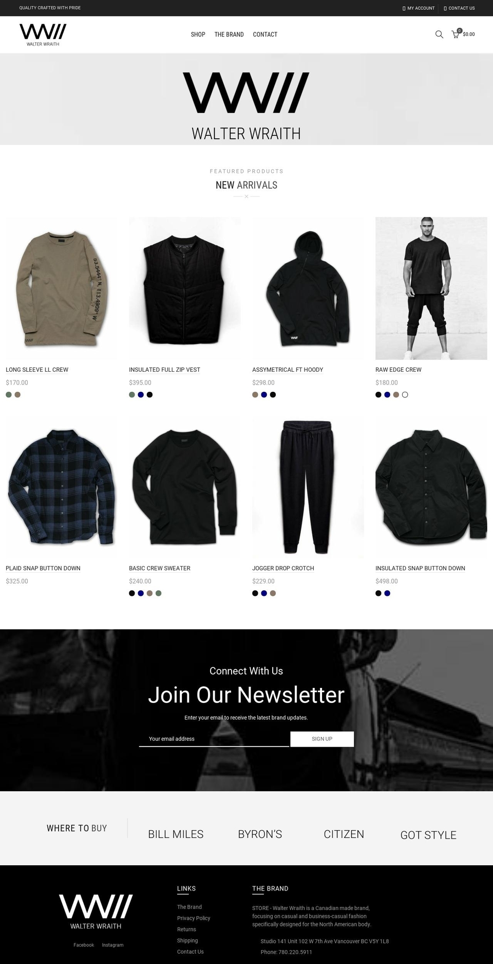 walterwraith.com shopify website screenshot