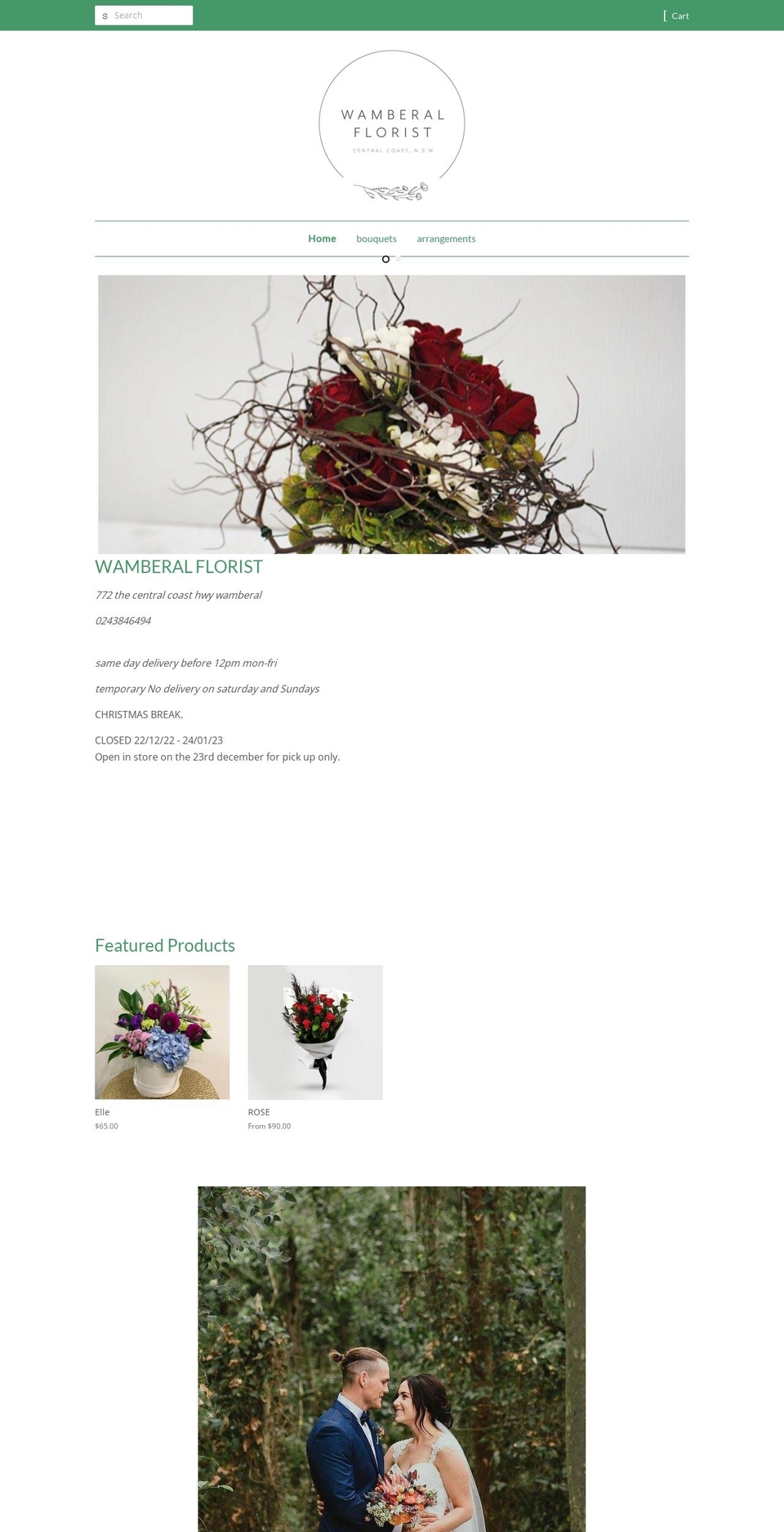 wamberalflorist.com shopify website screenshot