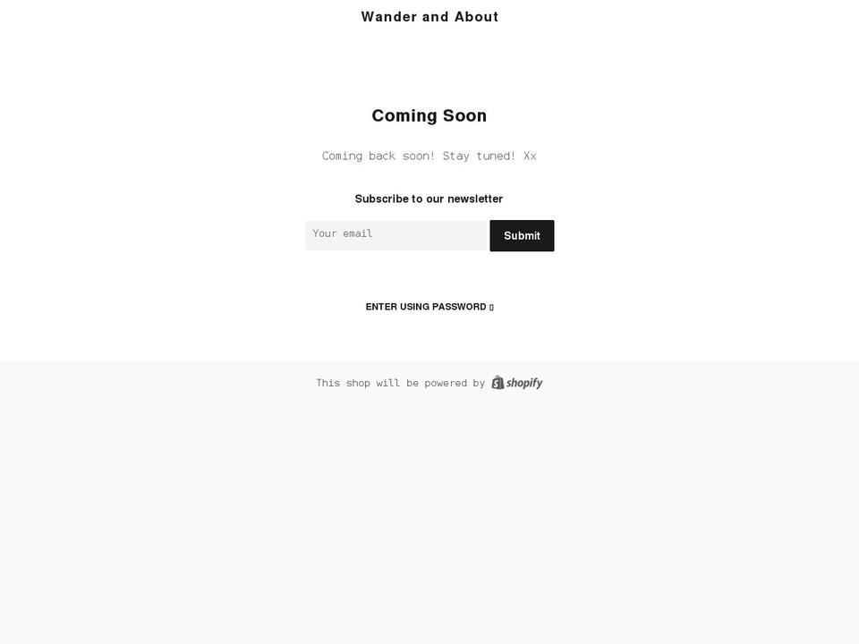 wanderandabout.com shopify website screenshot