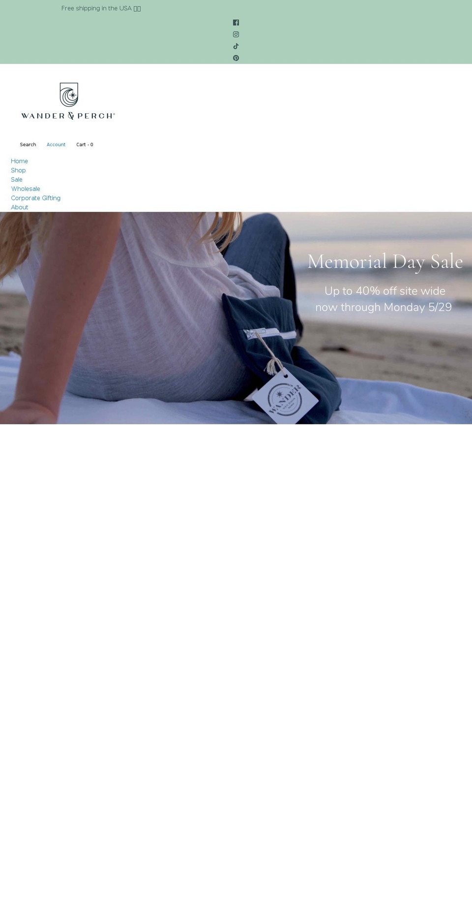 wanderandperch.com shopify website screenshot