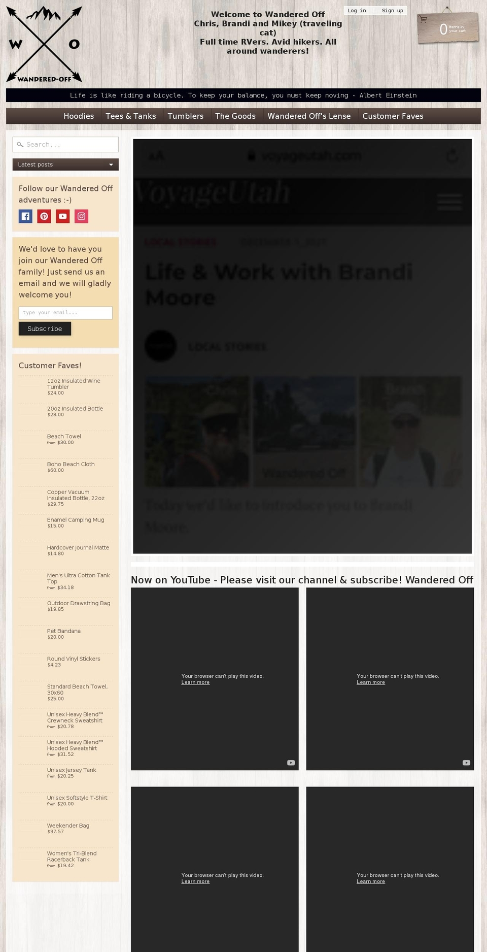 wandered-off.com shopify website screenshot