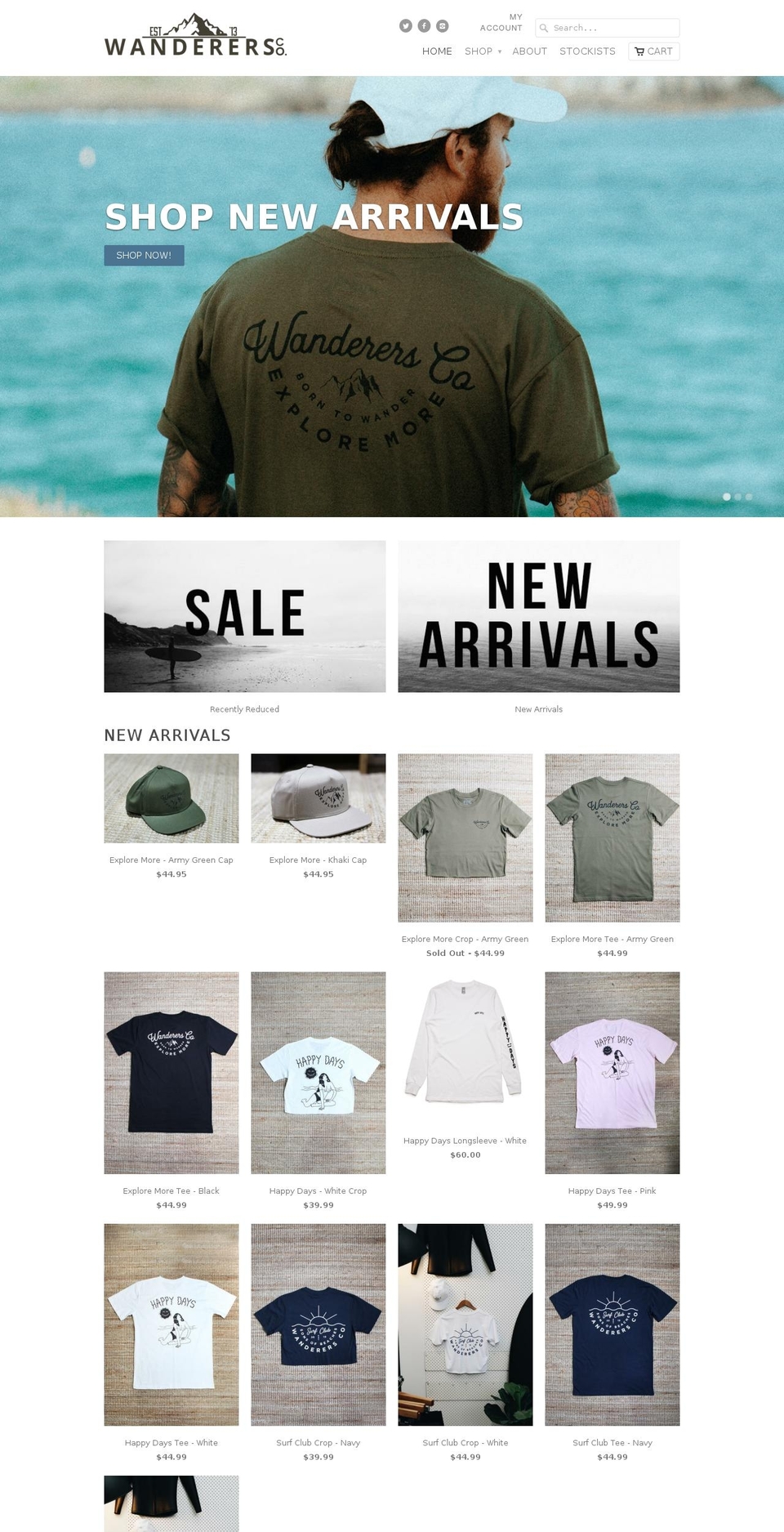 wanderers.co shopify website screenshot