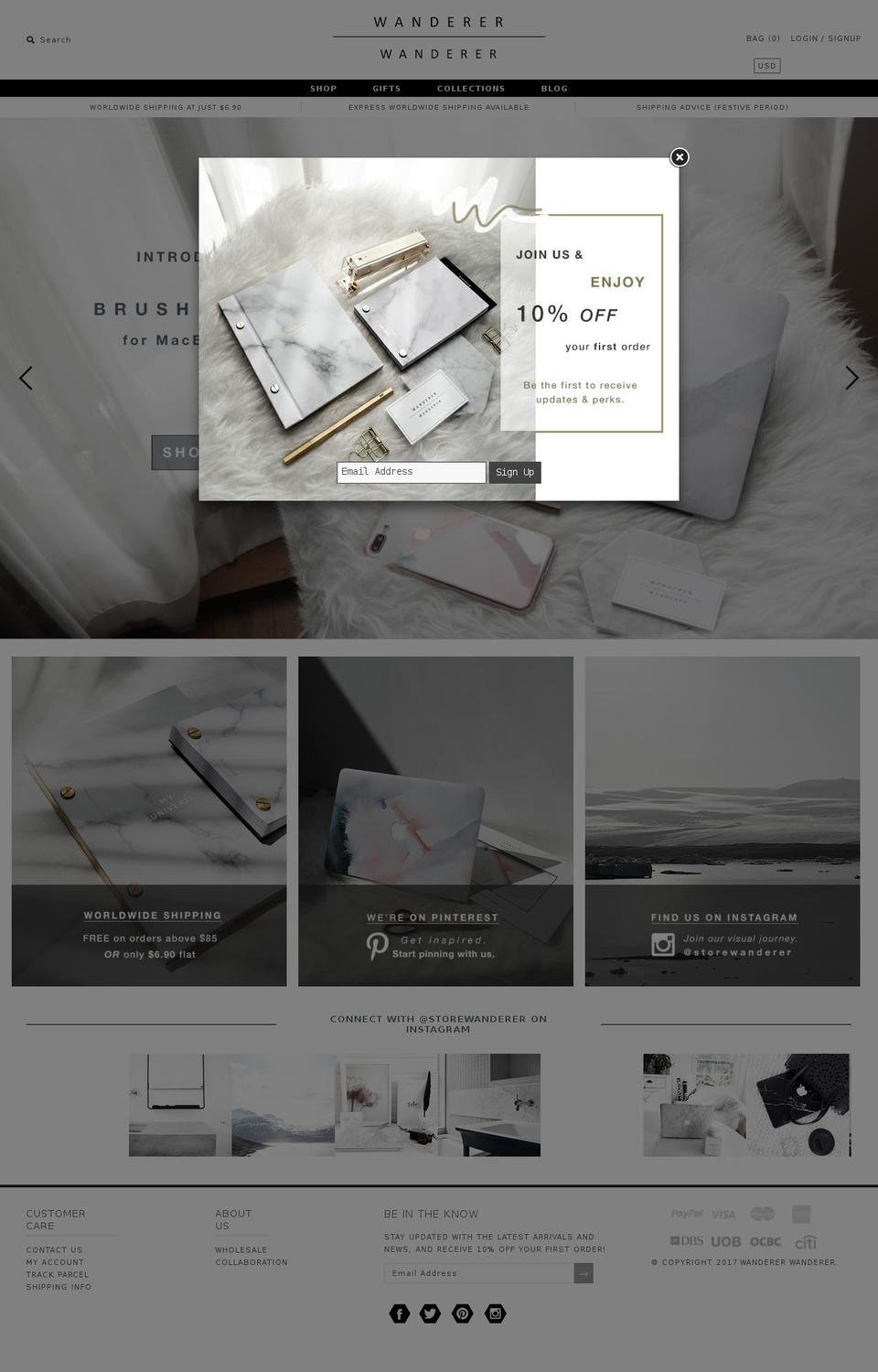 wandererwanderer.com shopify website screenshot