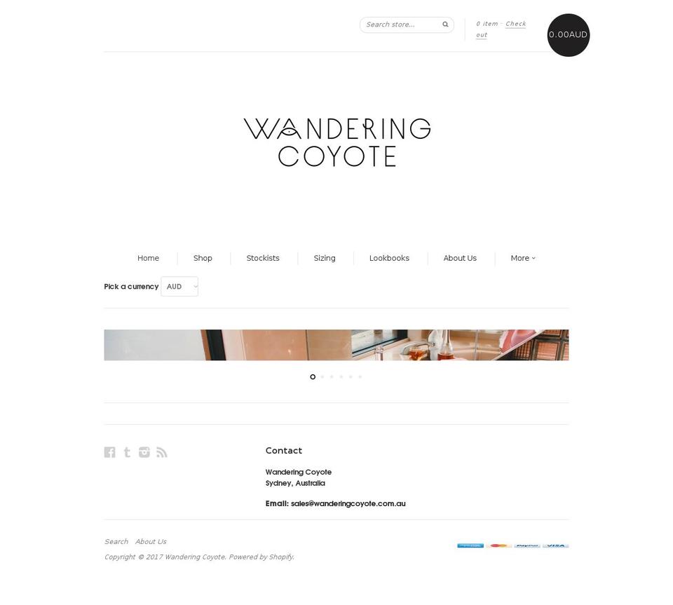 wanderingcoyote.com.au shopify website screenshot