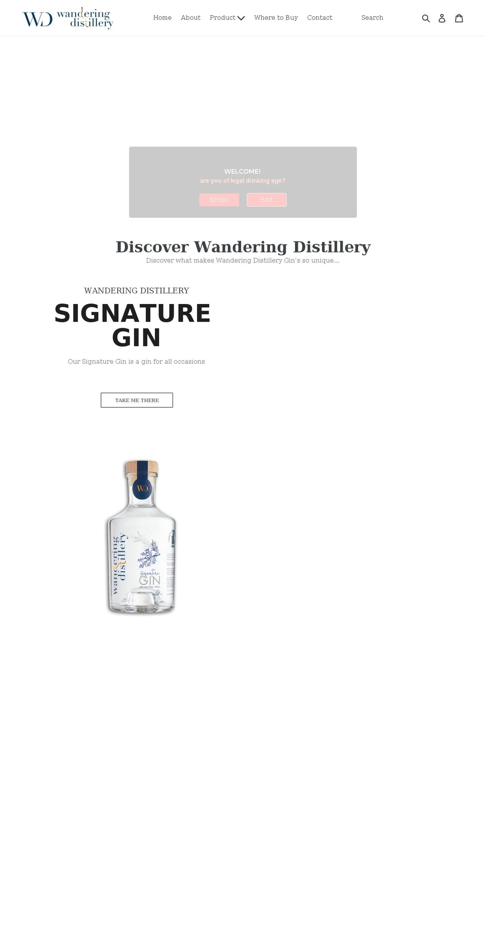 wanderingdistillery.com.au shopify website screenshot