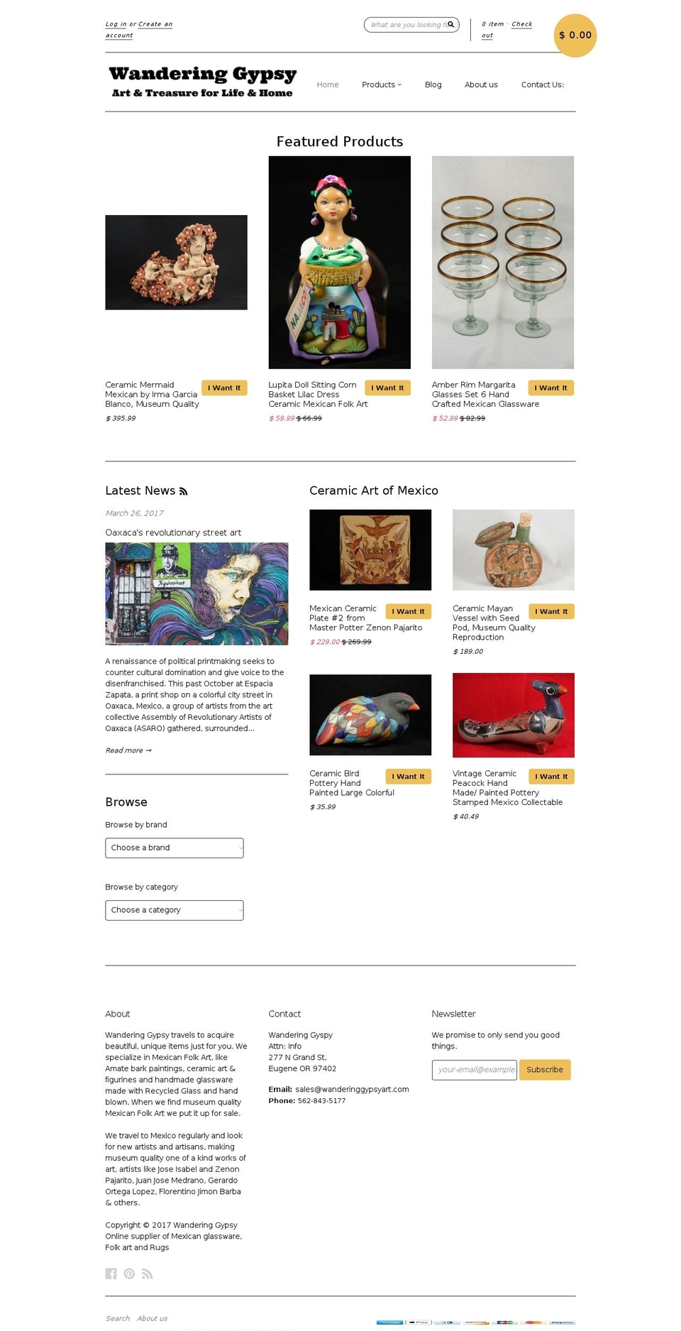 wanderinggypsyart.com shopify website screenshot