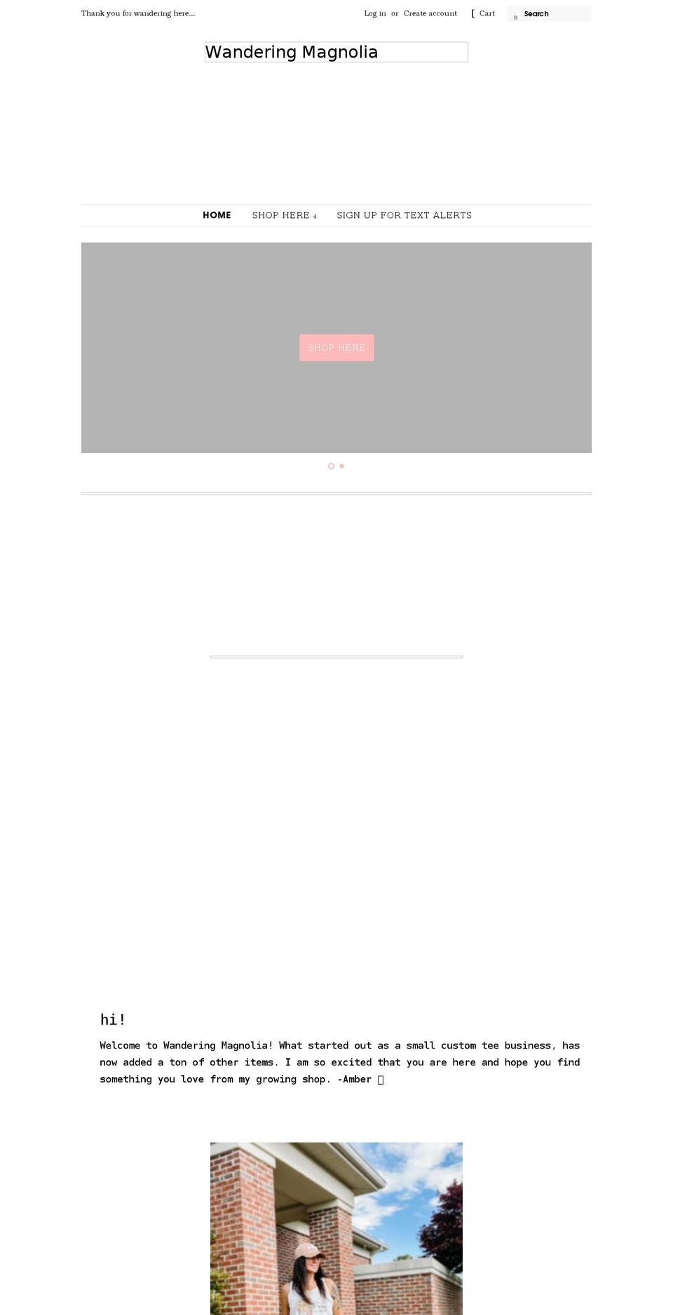 wanderingmagnolia.com shopify website screenshot