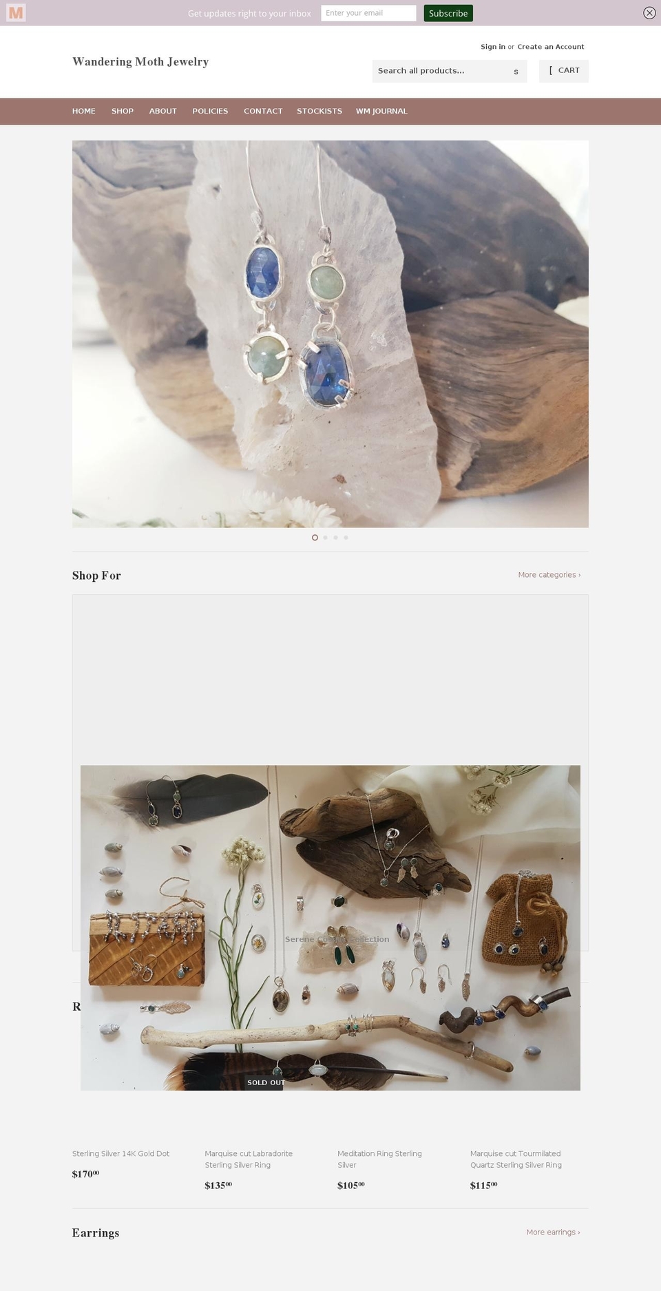 wanderingmoth.com shopify website screenshot