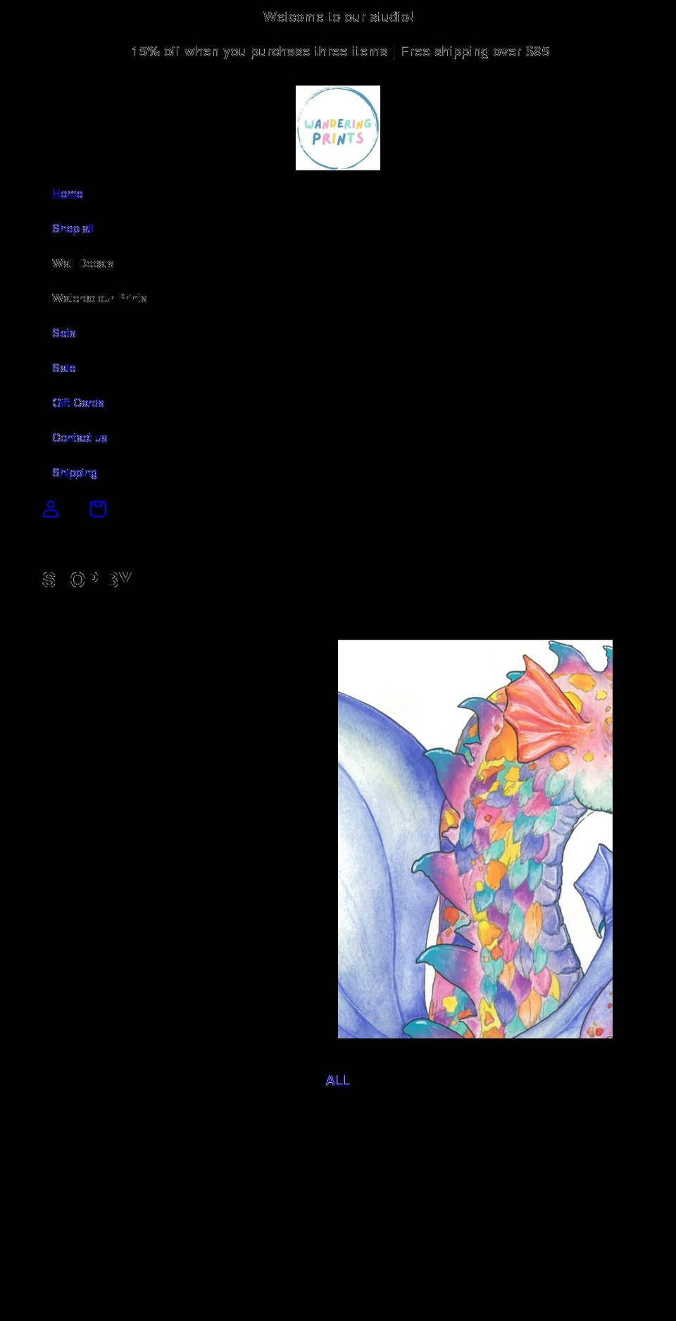 wanderingprints.com shopify website screenshot