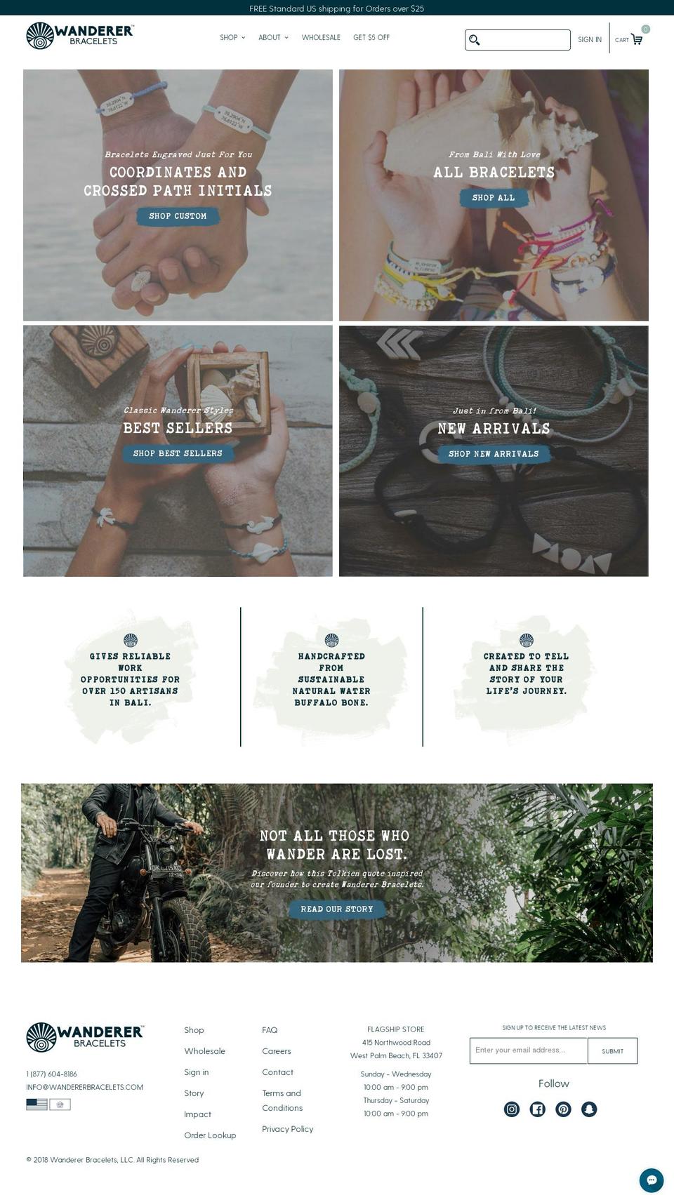 Production Theme - Eric Shopify theme site example wanderlust-bracelets.myshopify.com