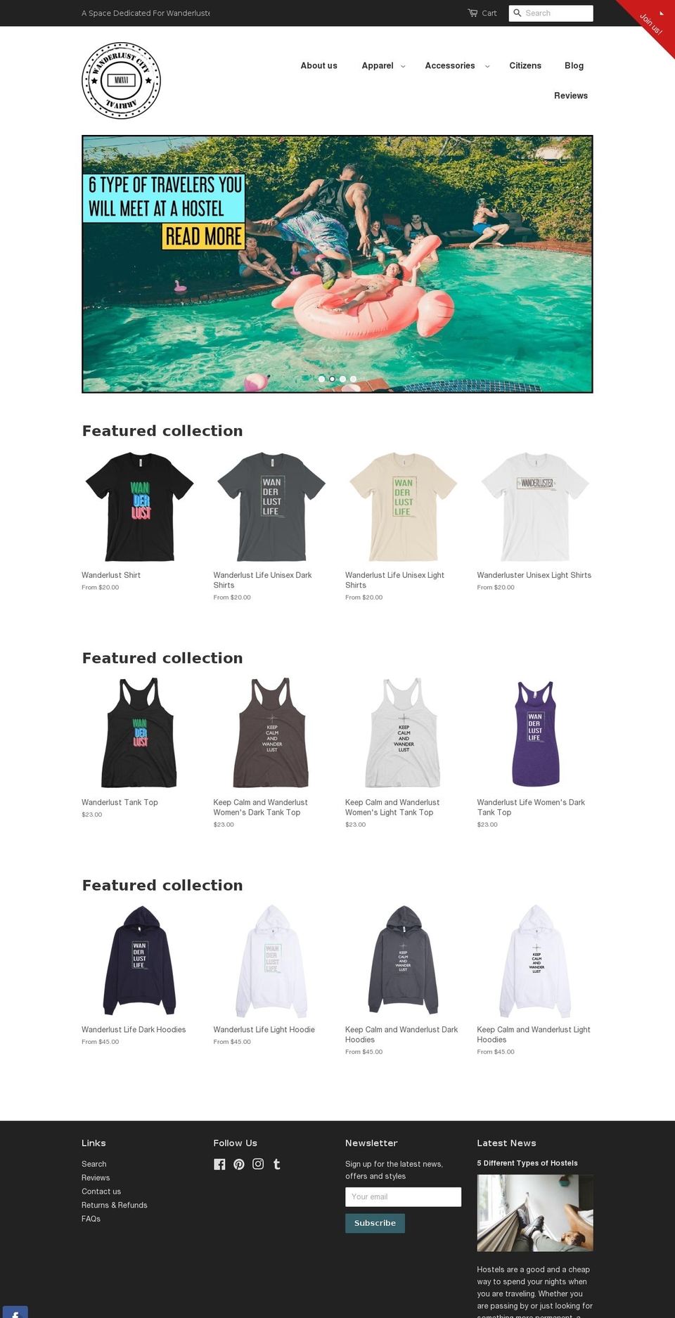 wanderlustcity.com shopify website screenshot