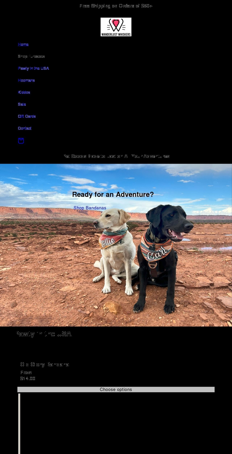 wanderlustwhiskers.com shopify website screenshot