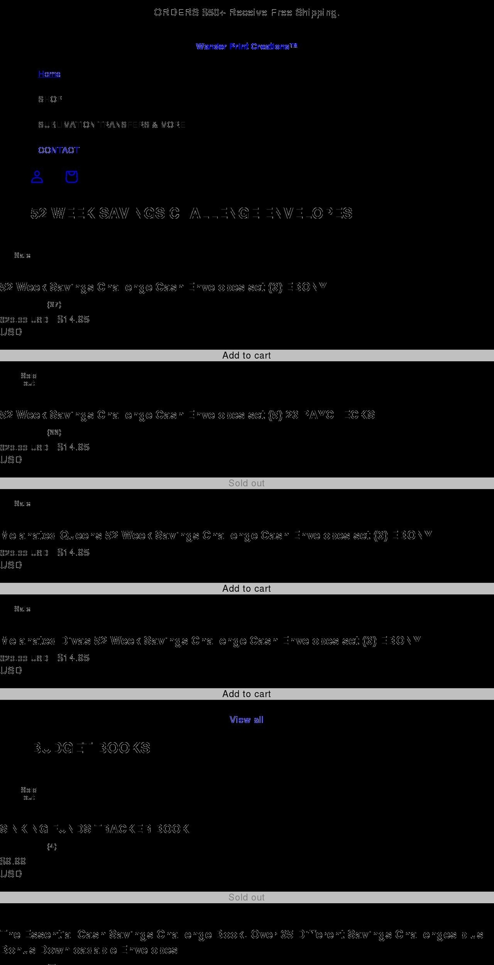 wanderprintcreations.com shopify website screenshot