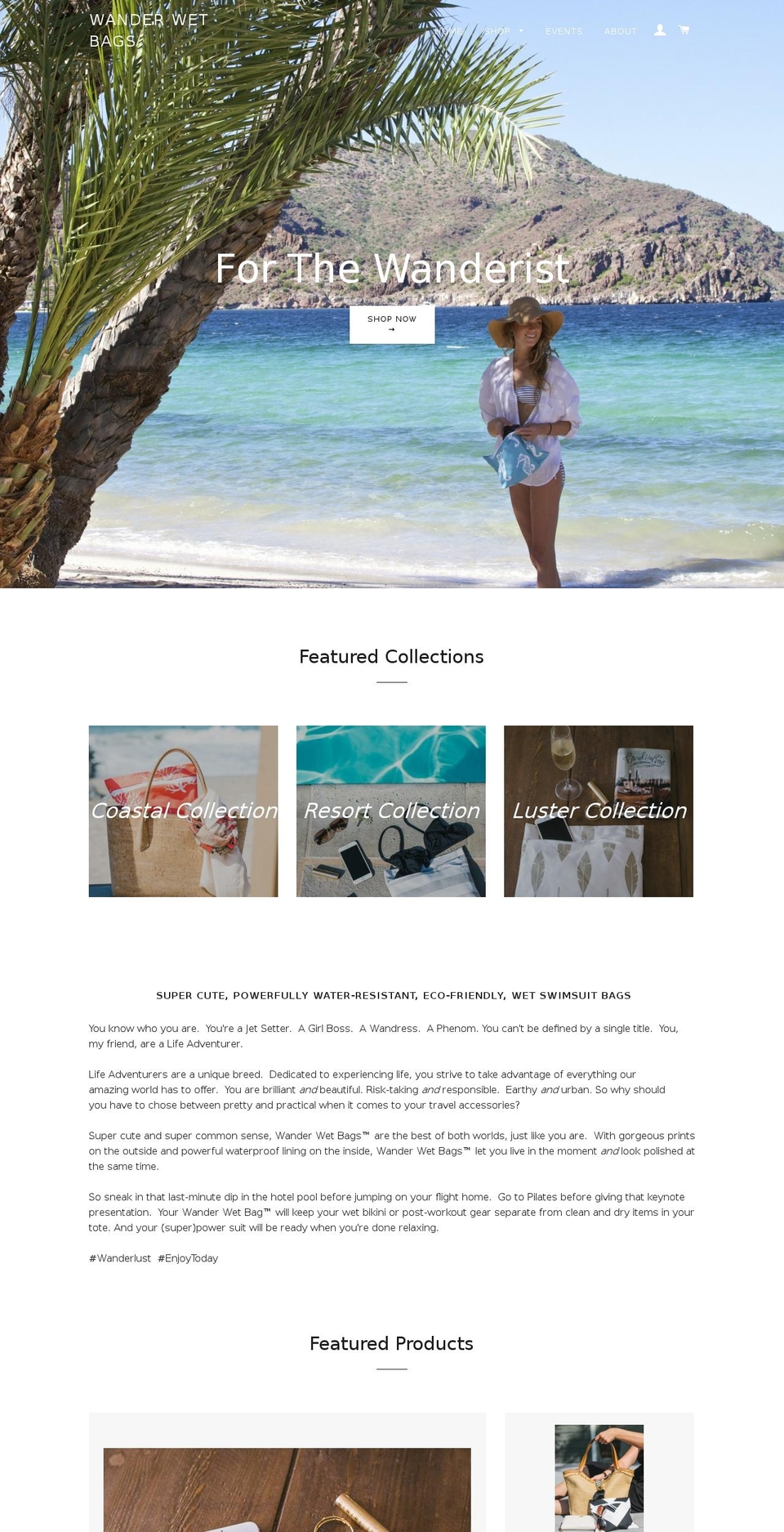 wanderwetbags.com shopify website screenshot