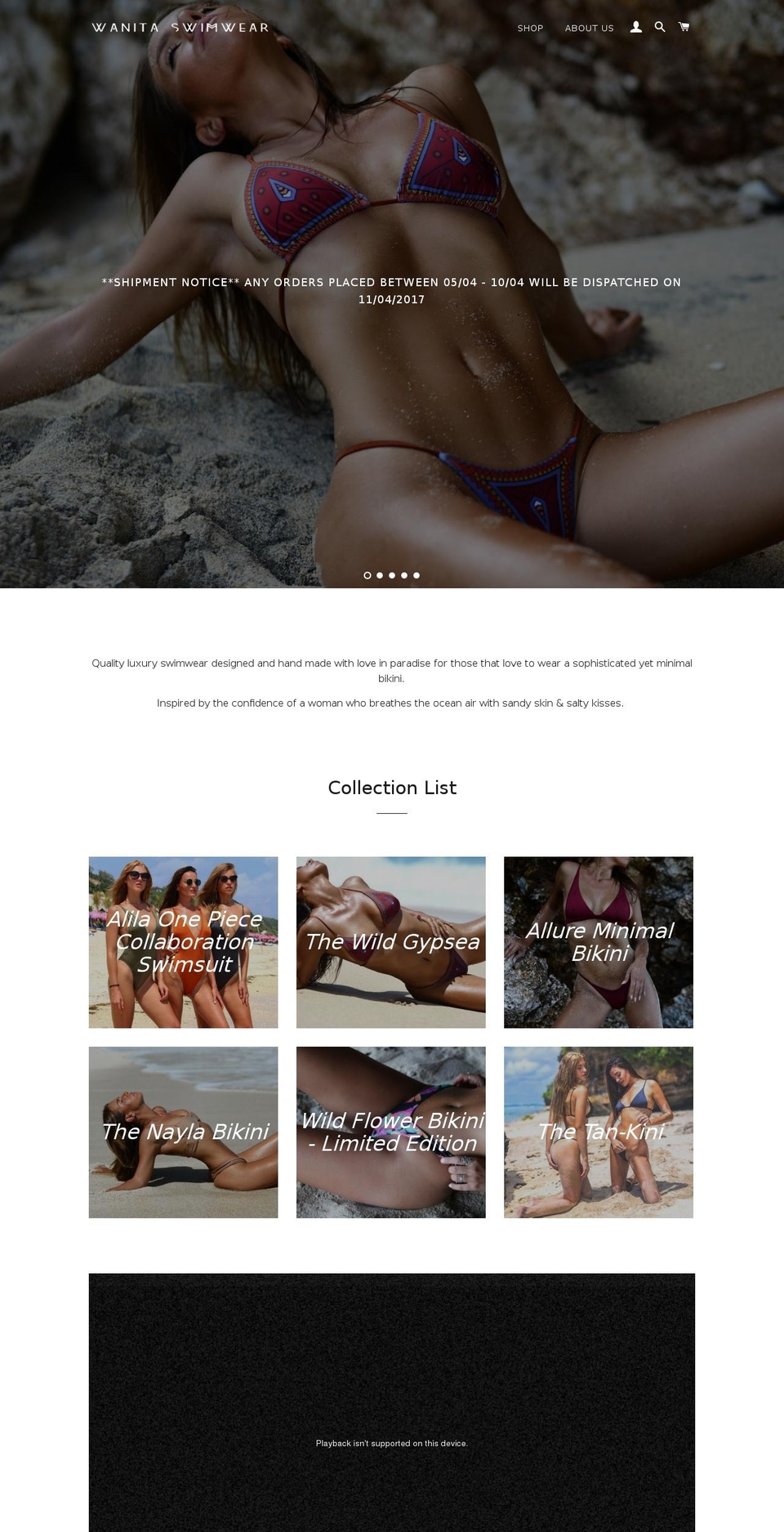 wanitaswimwear.com shopify website screenshot