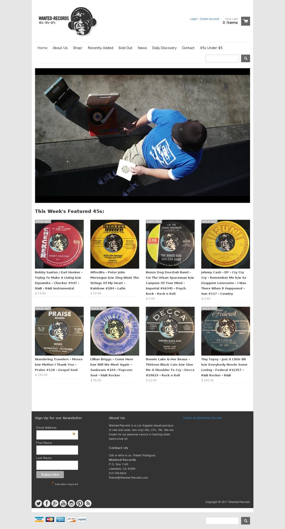 wanted-records.com shopify website screenshot