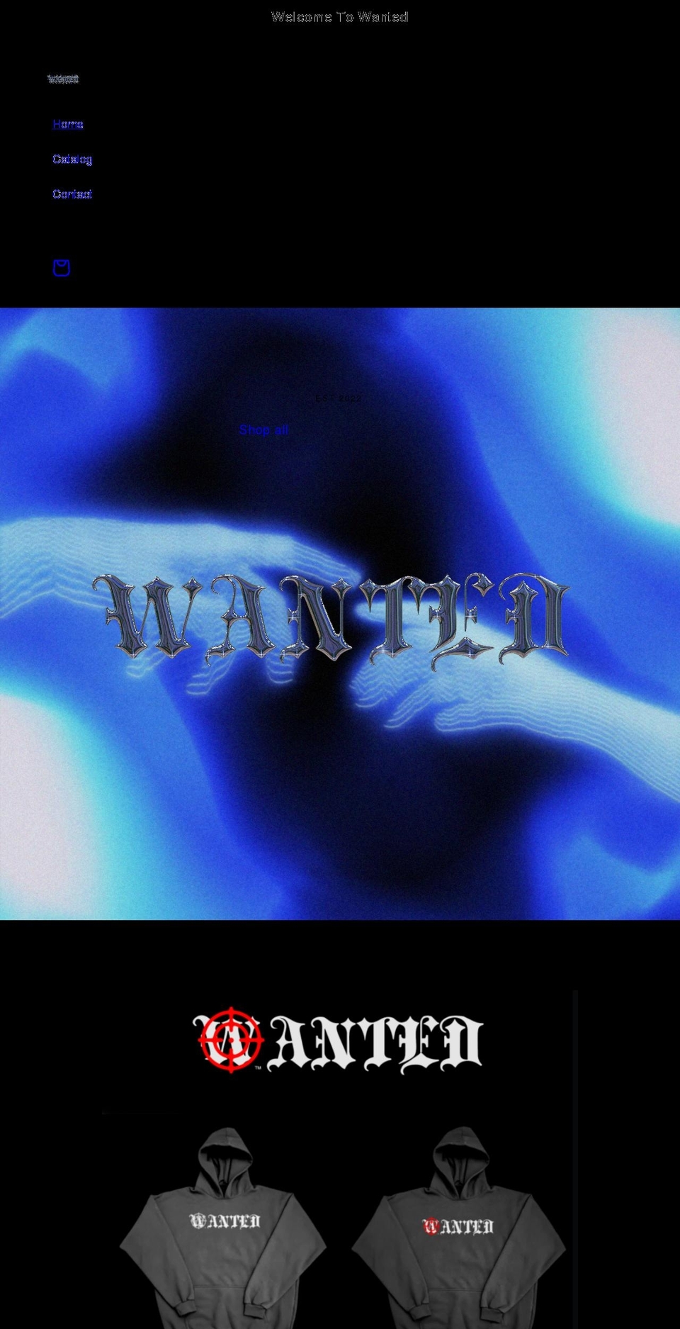 wantedclothingco.com shopify website screenshot