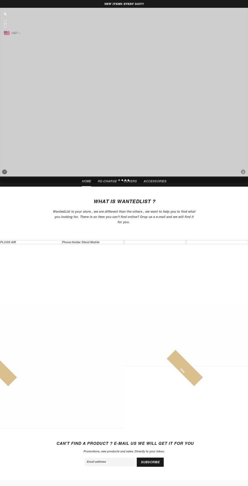 wantedliststore.com shopify website screenshot