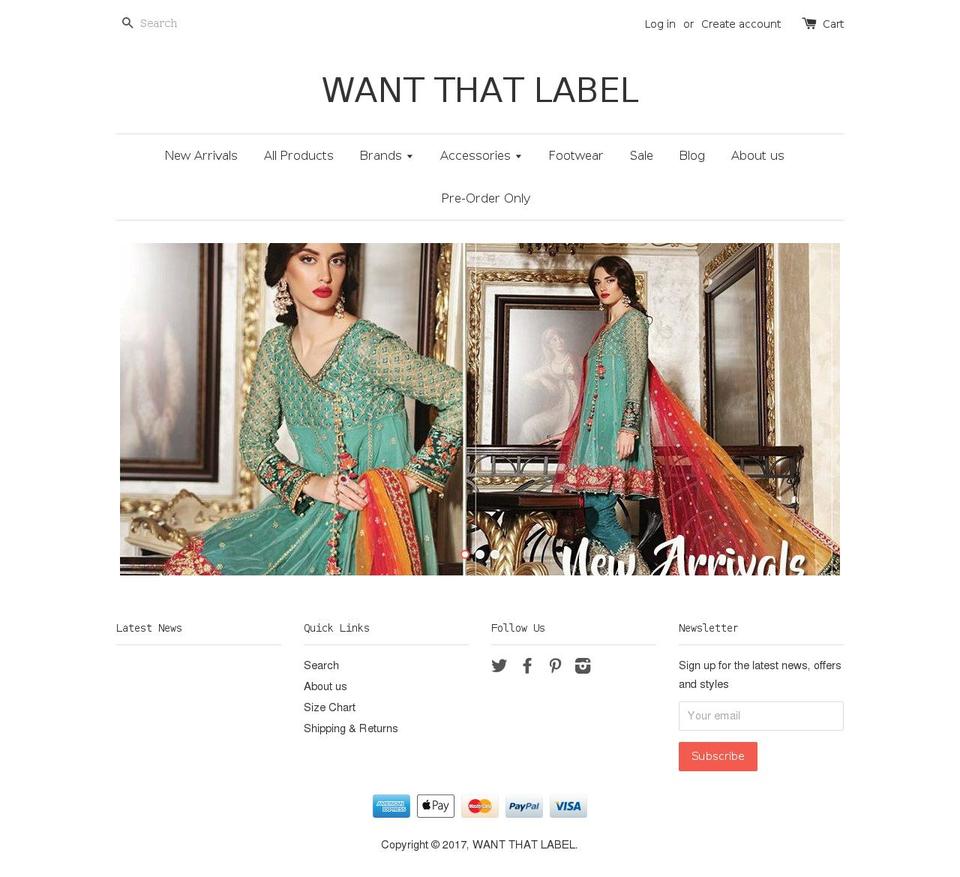 wantthatlabel.com shopify website screenshot