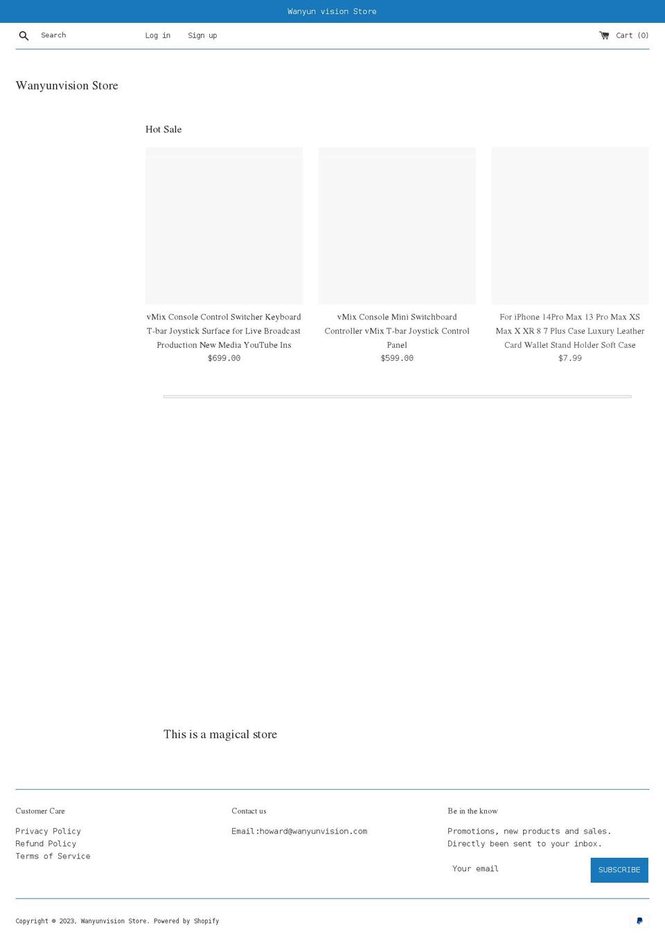 wanyunvision.com shopify website screenshot