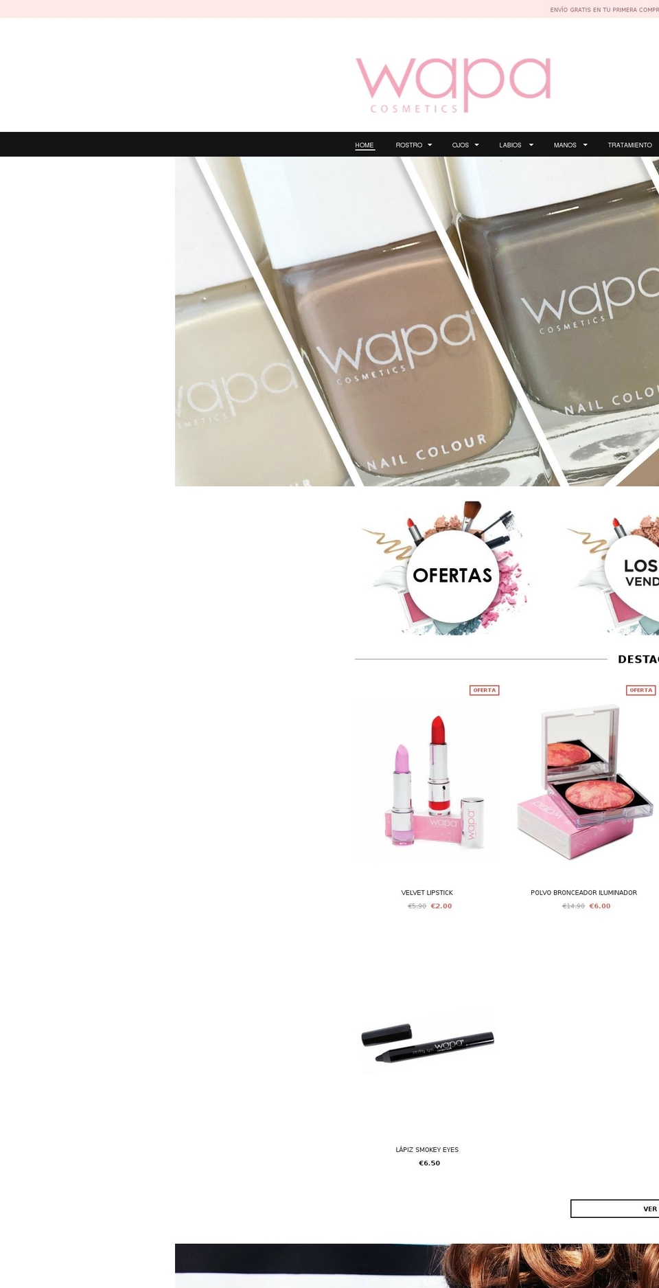 wapacosmetics.es shopify website screenshot