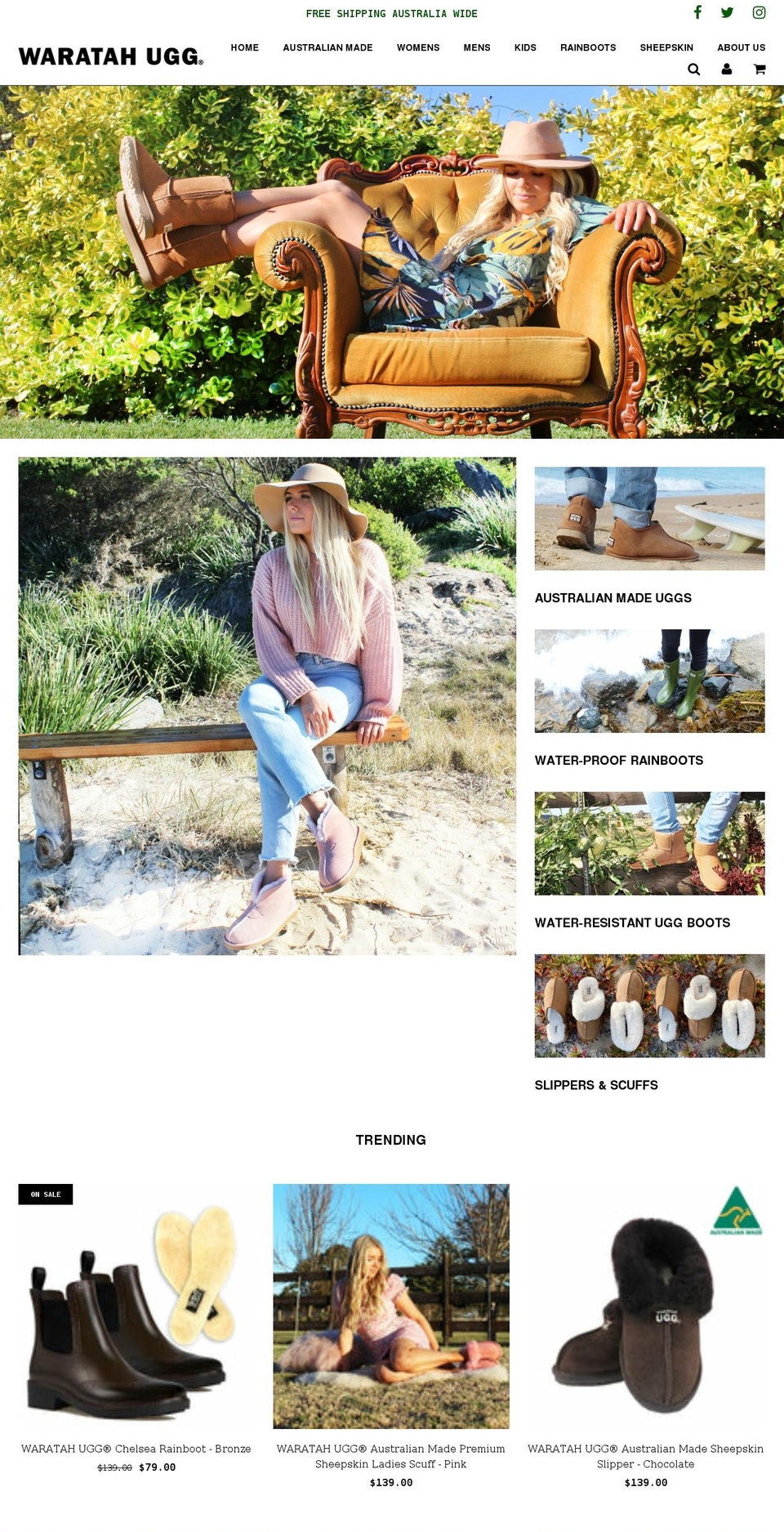 waratahugg.com.au shopify website screenshot