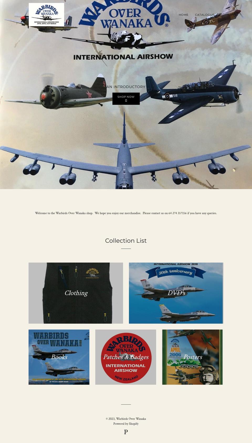 warbirds-over-wanaka.myshopify.com shopify website screenshot