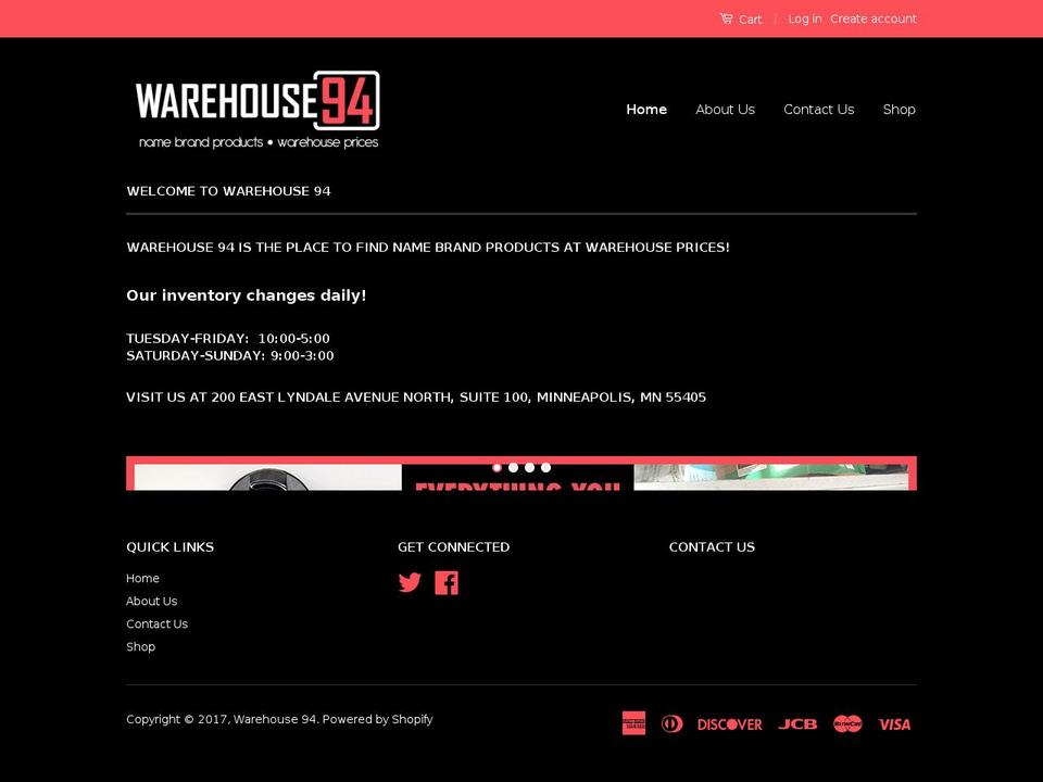 warehouse94.com shopify website screenshot