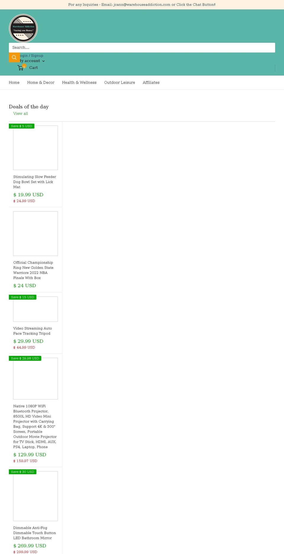 warehouseaddiction.com shopify website screenshot