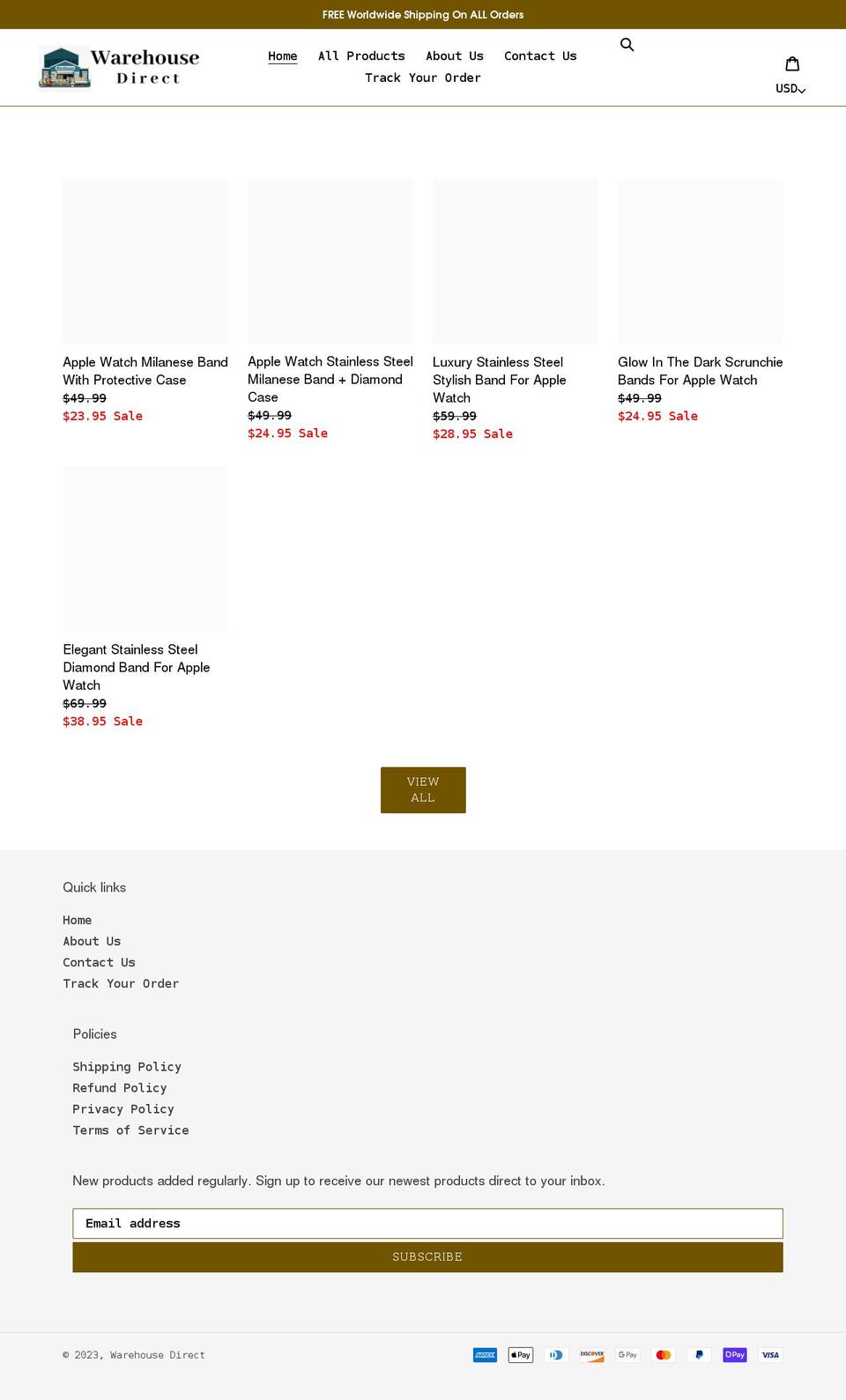 warehousedirectshop.com shopify website screenshot