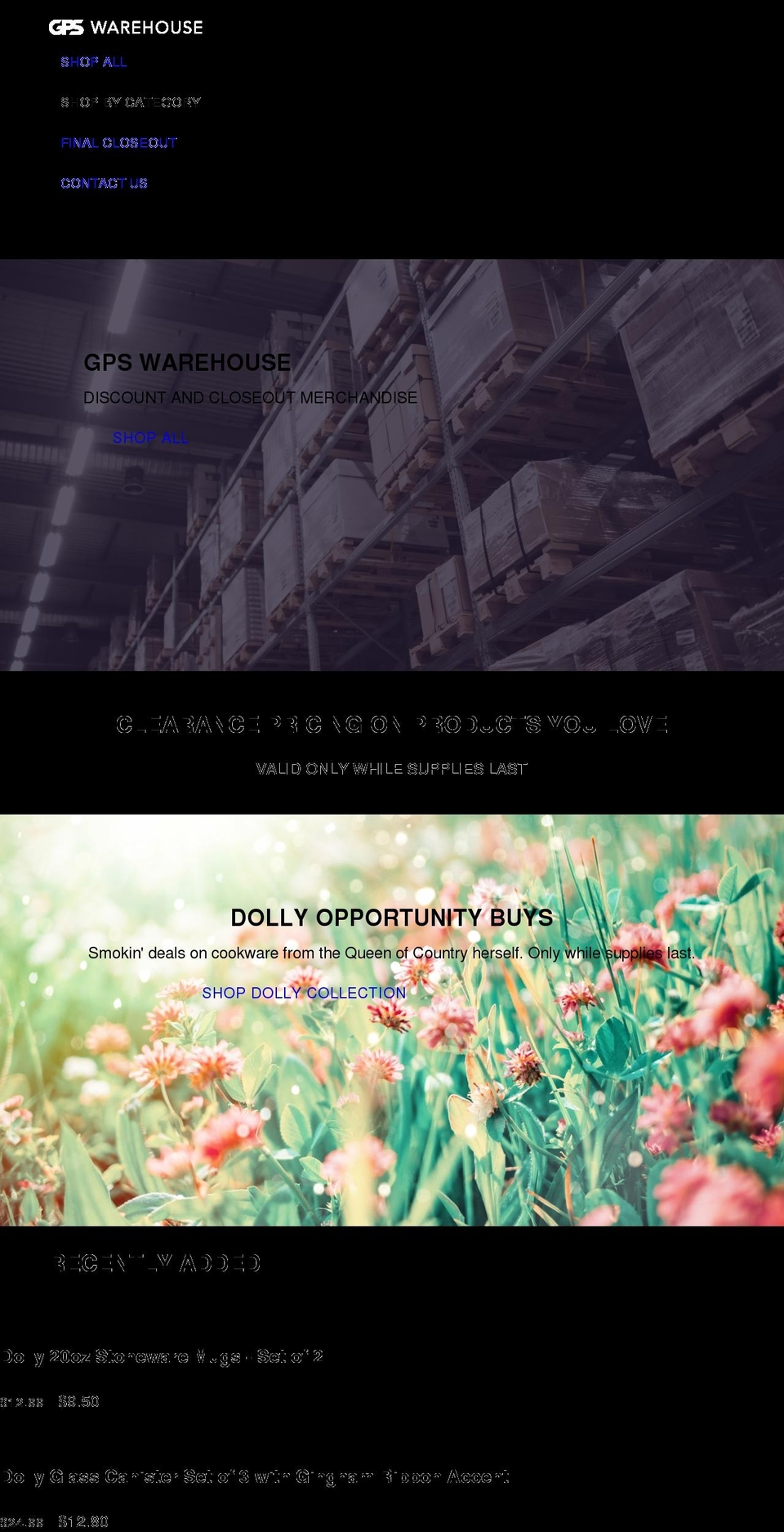 warehousegps.com shopify website screenshot