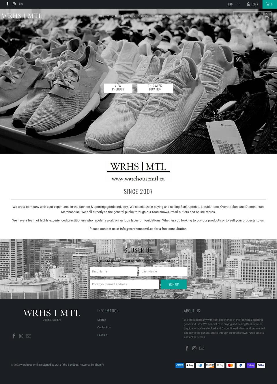 warehousemtl.ca shopify website screenshot