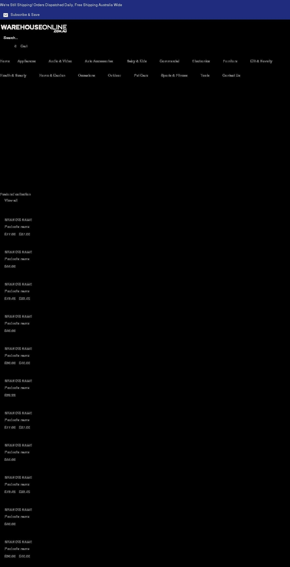 warehouseonline.com.au shopify website screenshot