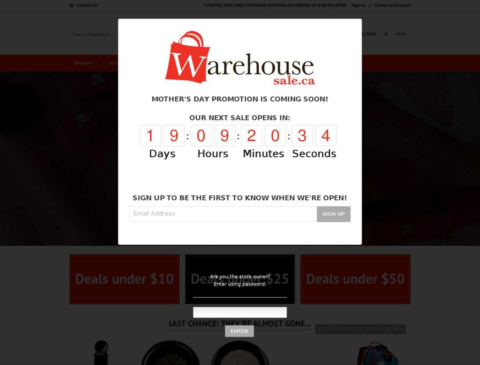 warehousesale.ca shopify website screenshot