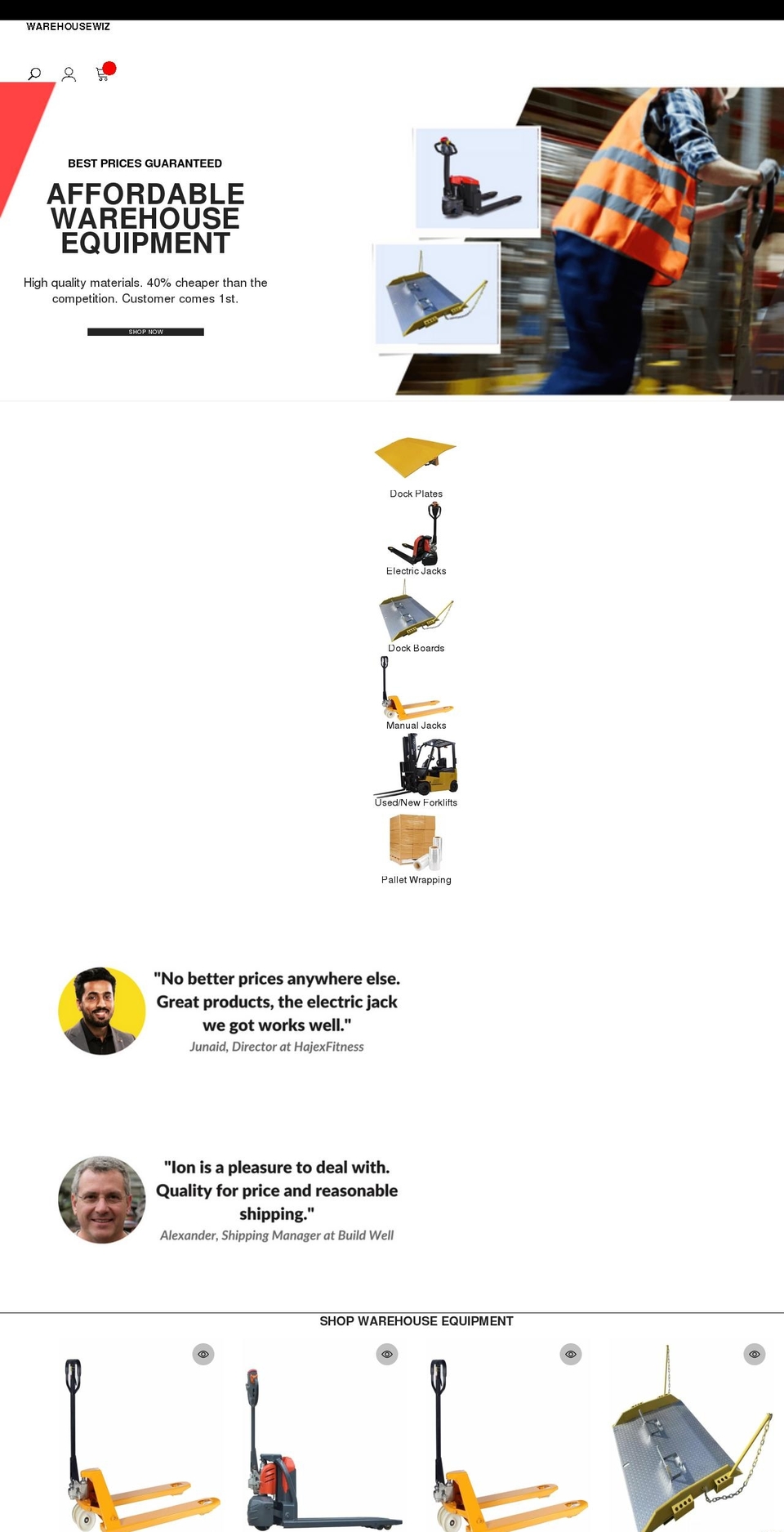 warehousewiz.com shopify website screenshot