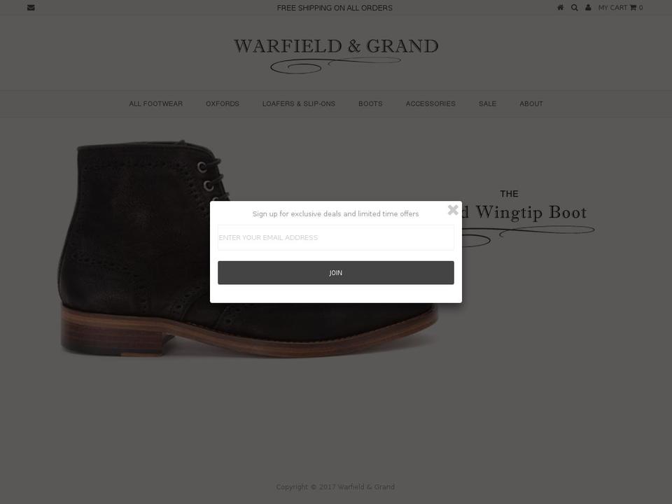 warfieldandgrand.com shopify website screenshot