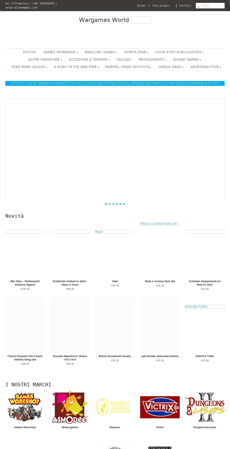 wargamesworld.it shopify website screenshot