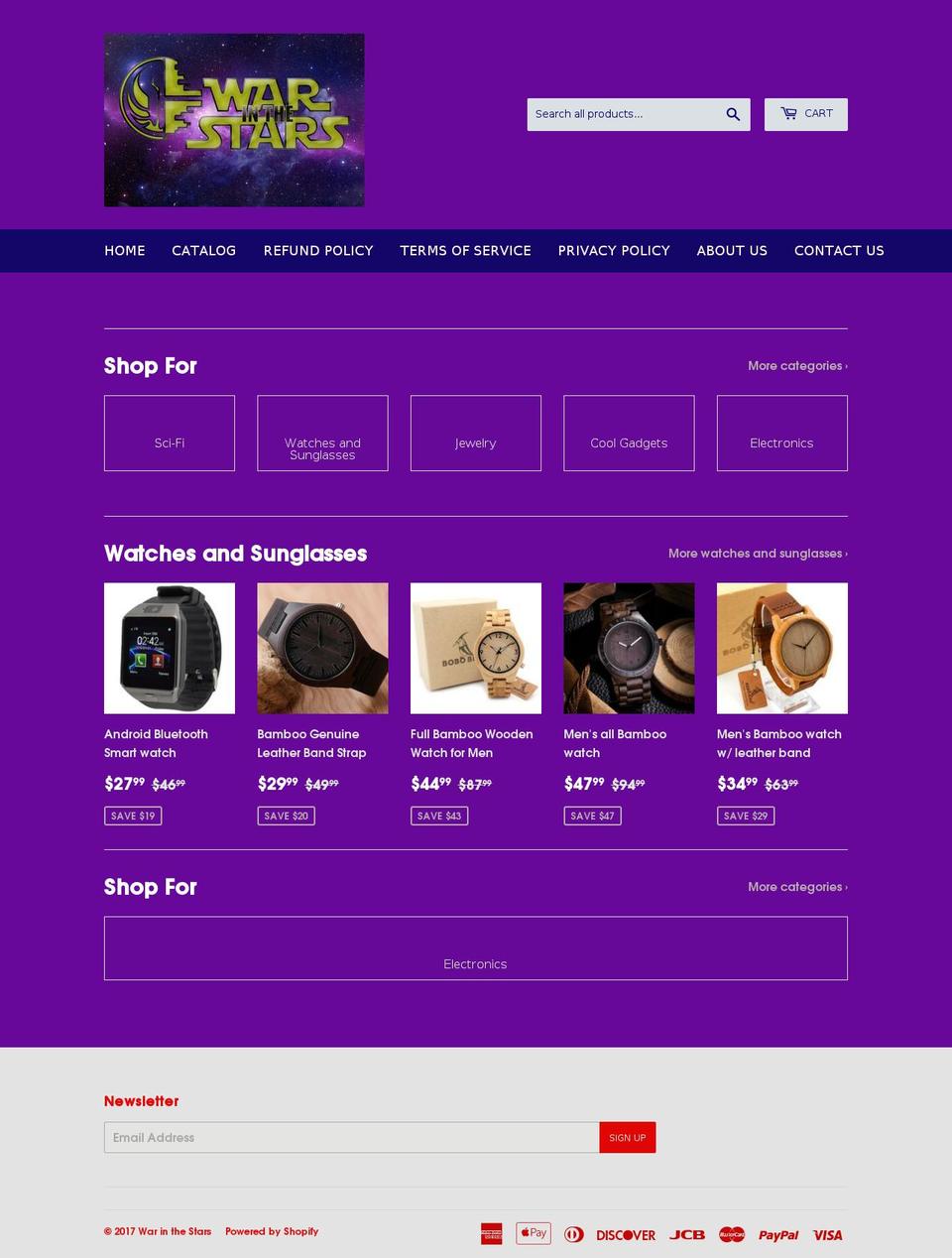 warinthestars.com shopify website screenshot