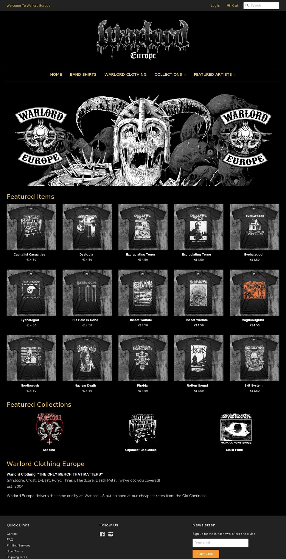 warlordeurope.com shopify website screenshot