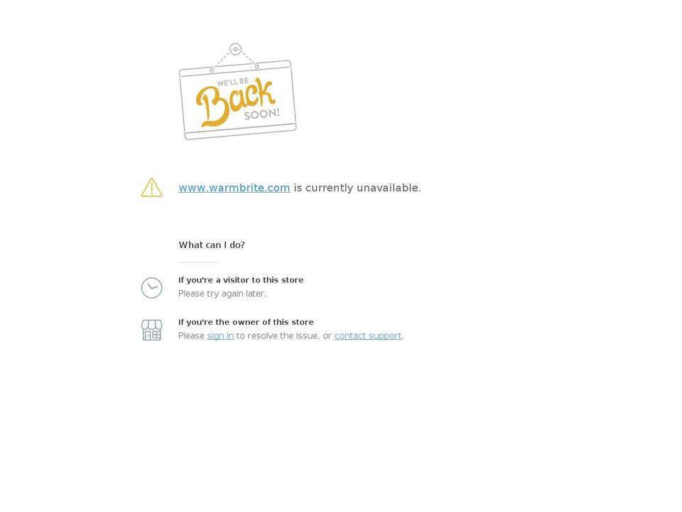 warmbrite.com shopify website screenshot