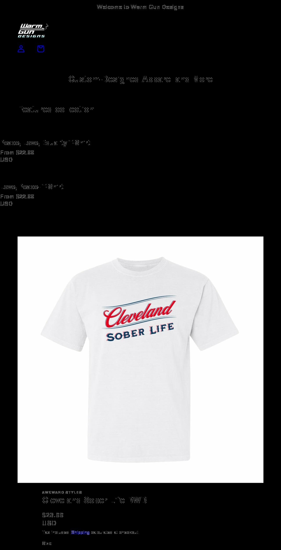 warmgundesigns.com shopify website screenshot