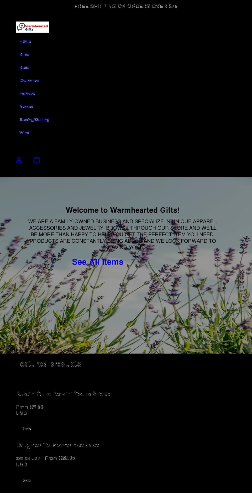 warmheartedgifts.com shopify website screenshot