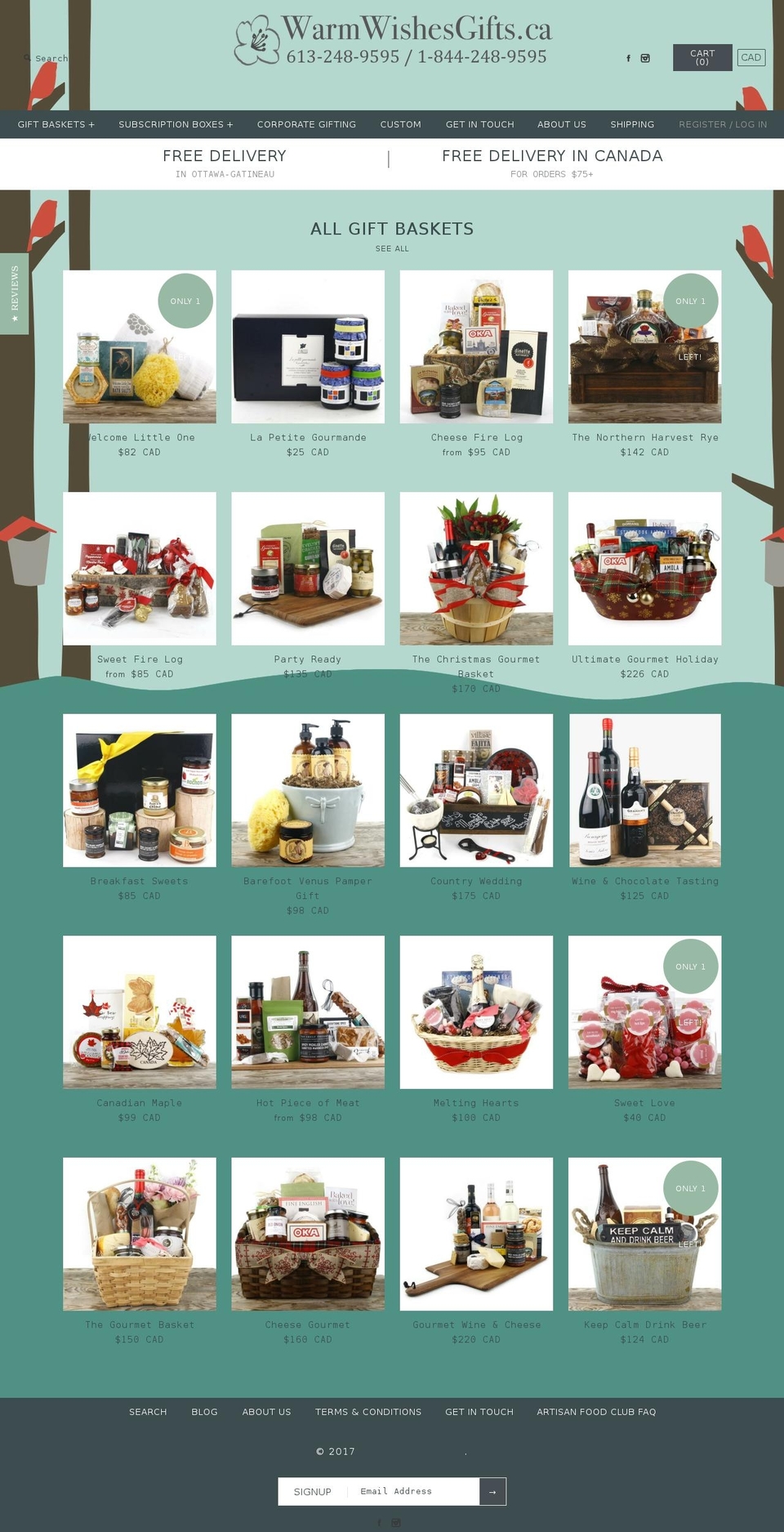 warmwishesgiftbaskets.com shopify website screenshot