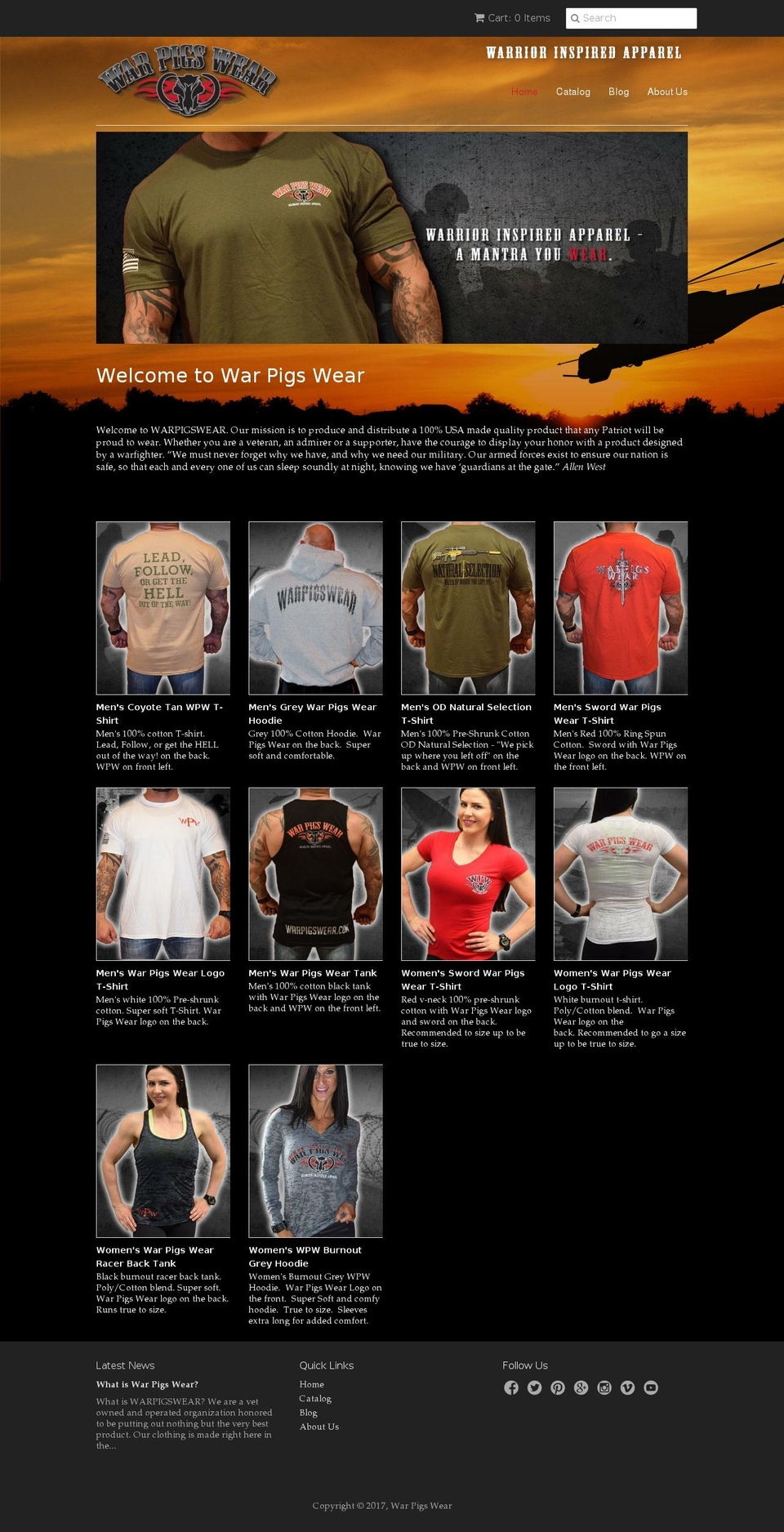 warpigswear.com shopify website screenshot