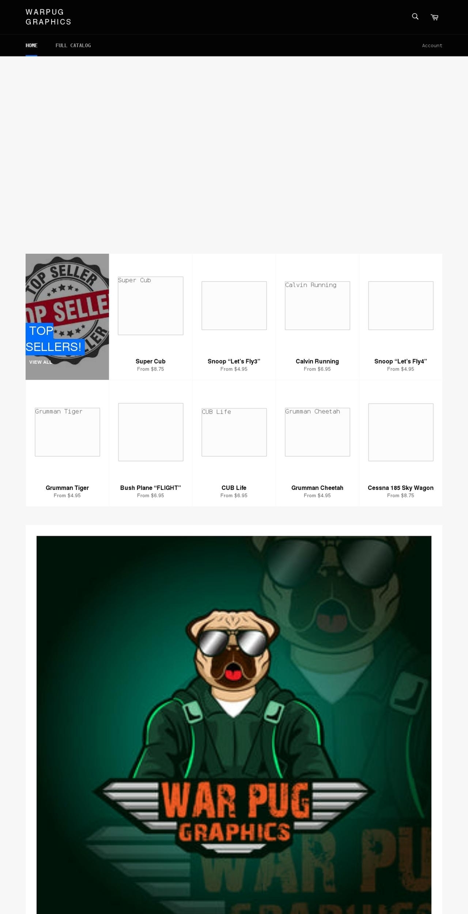 warpuggraphics.com shopify website screenshot