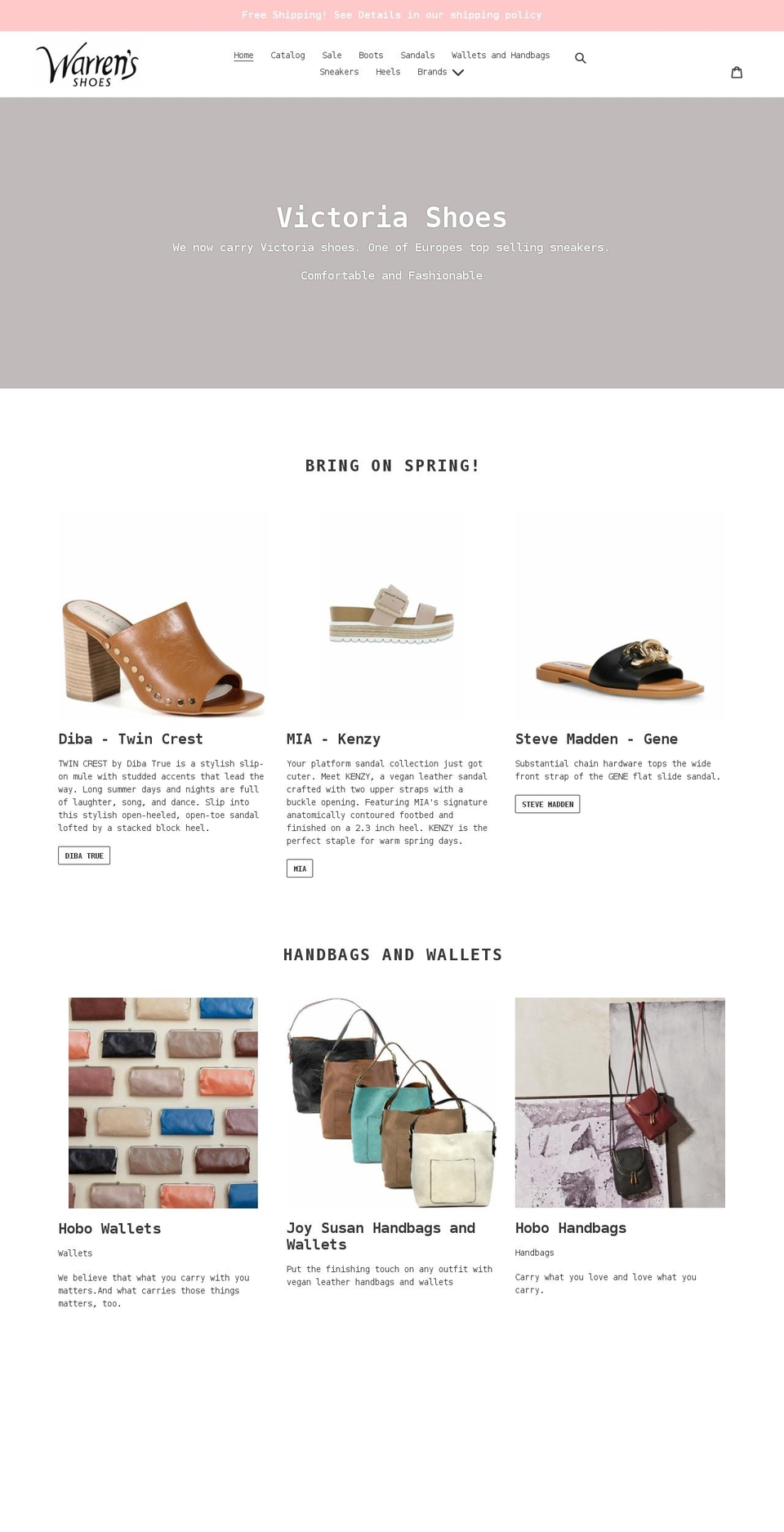 warrensshoes.com shopify website screenshot